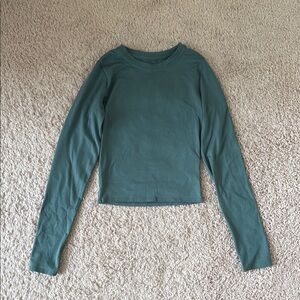 Green Long Sleeve Fitted Top
